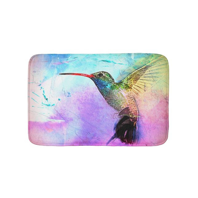 Tapete De Banheiro Hummingbird & Watercolor (frente)