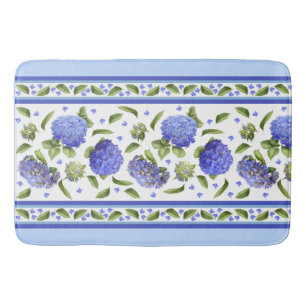 Tapete De Banheiro Hydrangeas Azuis Padrão Botânico Floral Bath Mat
