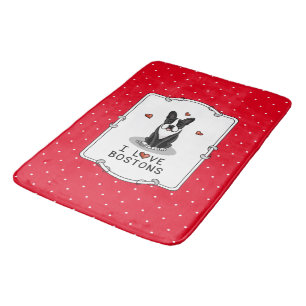 Tapete De Banheiro I Love Bostons Boston Terriers (preto e branco)