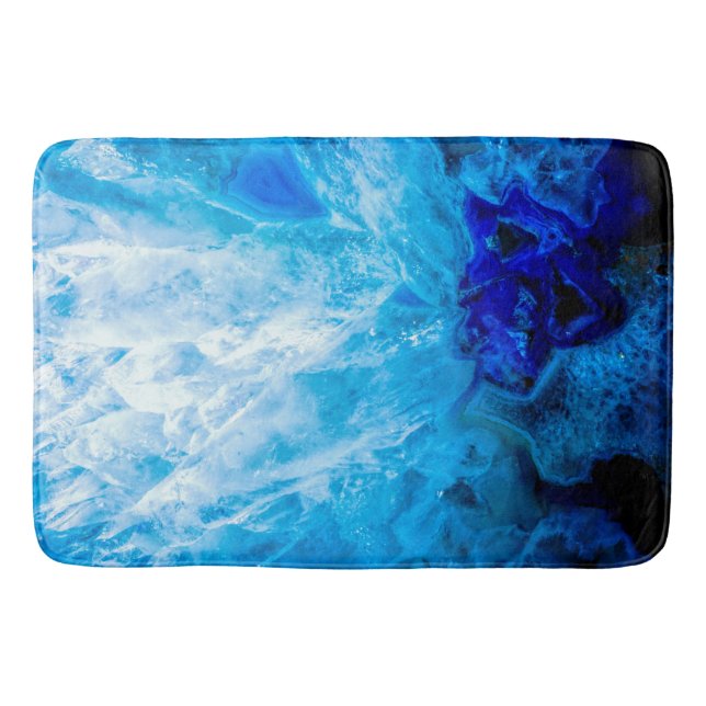 Tapete De Banheiro Ice Blue Crystal Gem Gemstone Agate Quartz (Frente)