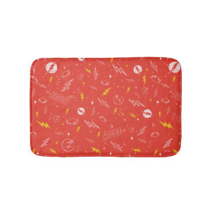 Tapete De Banheiro Ícone do Flash Relâmpago e Padrão Doodle