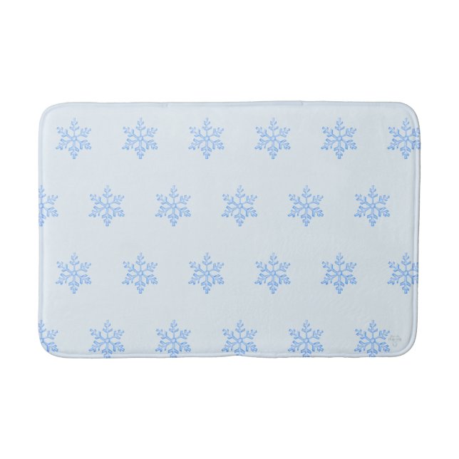 Tapete De Banheiro Icy Blue Snowflake Pattern Airbrush Style Art (Frente)