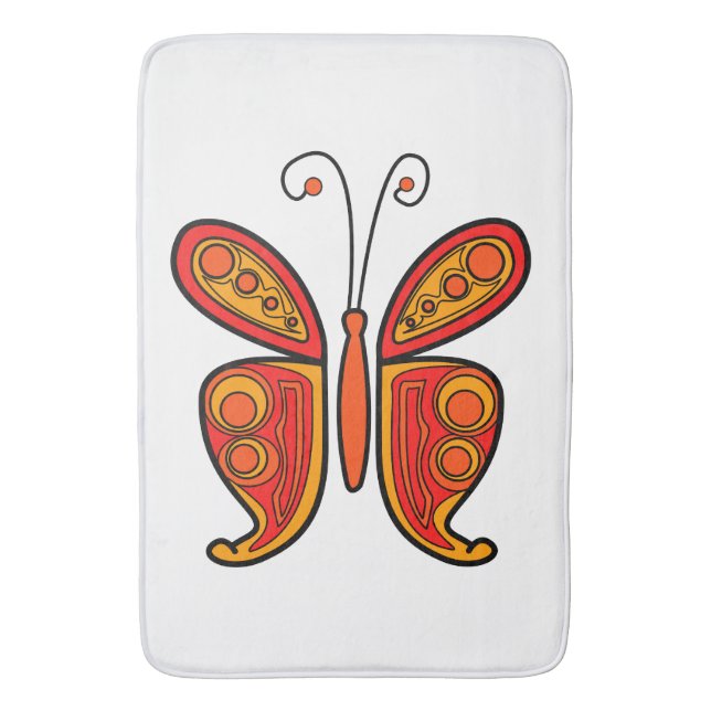 Tapete De Banheiro Ilustração da borboleta laranja (Frente Vertical)
