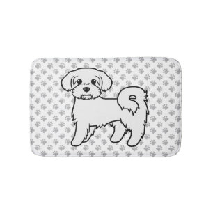 Tapete De Banheiro Ilustração de Cão de Cartoon Cortado Maltês