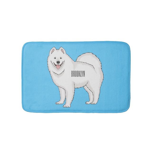 Tapete De Banheiro Ilustração de desenho animado com cão Samoyed (frente)