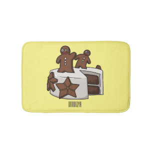 Tapete De Banheiro Ilustração de desenho animado de bolo de gengibre