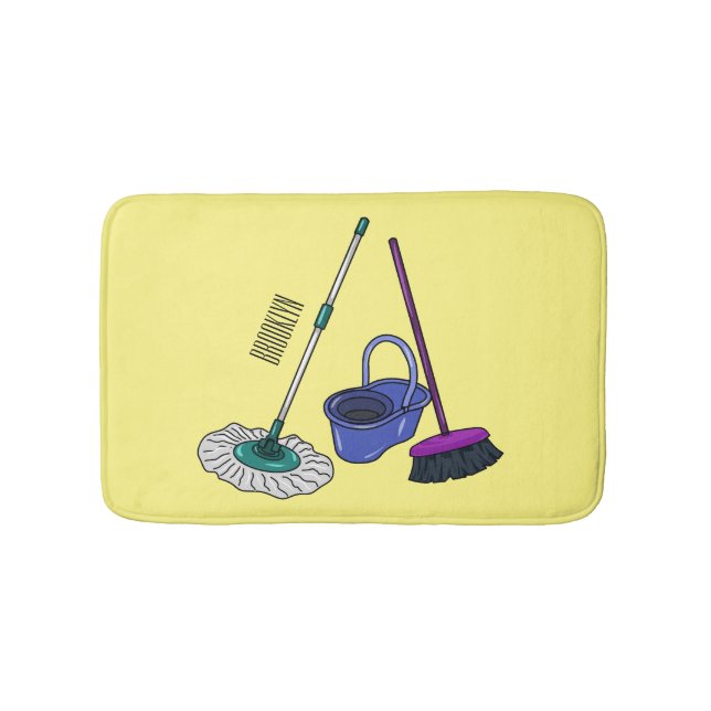 Tapete De Banheiro Ilustração de desenho animado de Broom & mop (frente)