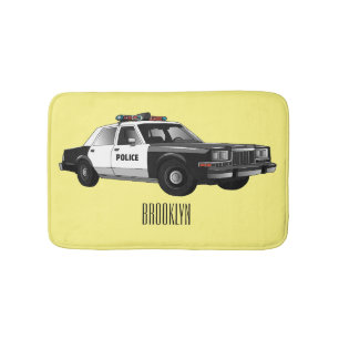 Tapete De Banheiro Ilustração de desenho animado de carro da polícia