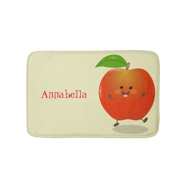 Tapete De Banheiro Ilustração de desenho animado de maçã dançante (frente)