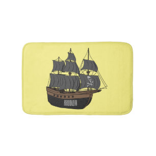 Tapete De Banheiro Ilustração de desenho animado de navio pirata