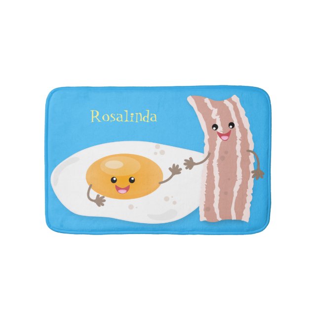 Tapete De Banheiro Ilustração de desenho animado de ovo e bacon em ka (frente)