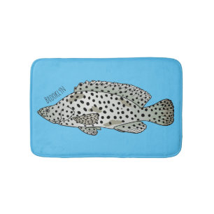 Tapete De Banheiro Ilustração de desenho animado de peixe-garoupa-jub