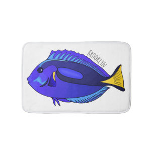 Tapete De Banheiro Ilustração de desenho animado de peixe marrom azul