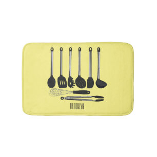 Tapete De Banheiro Ilustração de desenho animado de utensílios de coz