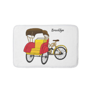 Tapete De Banheiro Ilustração de desenho animado do rickshaw Pedicab