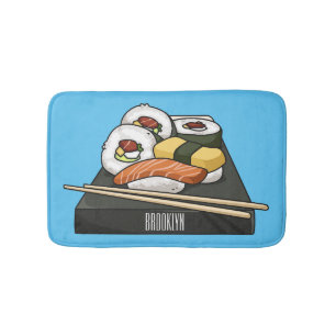 Tapete De Banheiro Ilustração de desenho animado Sushi