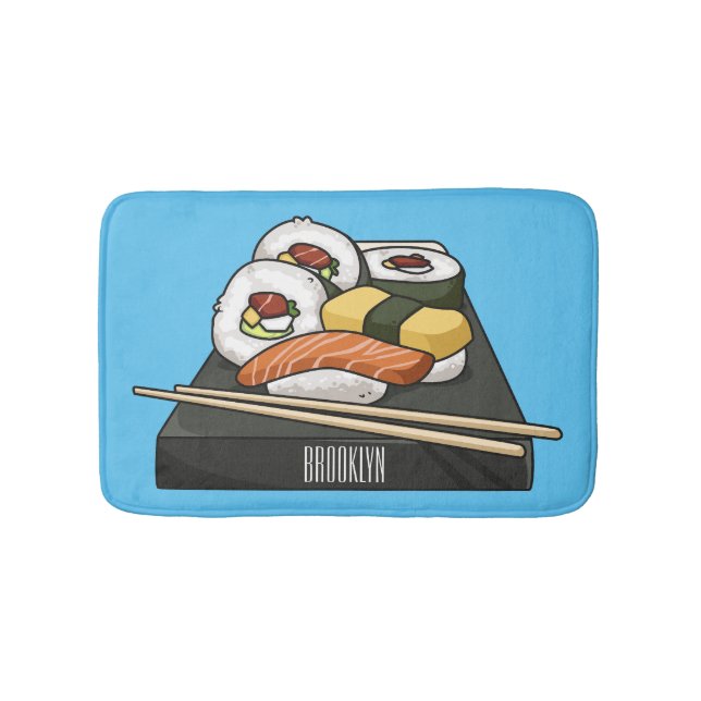 Tapete De Banheiro Ilustração de desenho animado Sushi (frente)