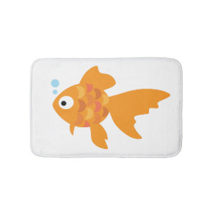 Tapete De Banheiro Ilustração de Peixe Dourada Amigável