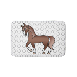Tapete De Banheiro Ilustração do desenho animado de cavalos de Trote 