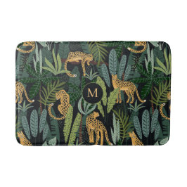 Tapete De Banheiro Ilustração Floresta Selva Leopardo Padrão Sem Cost