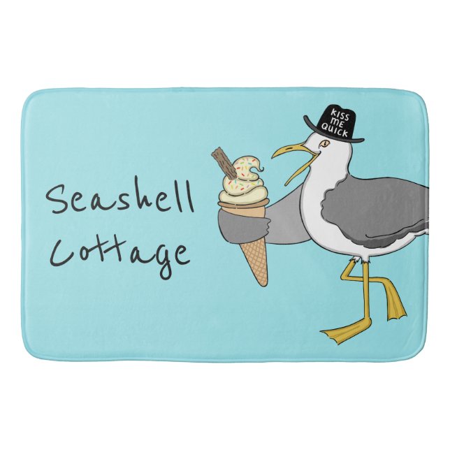 Tapete De Banheiro Ilustração Personalizada de Seagull (Frente)