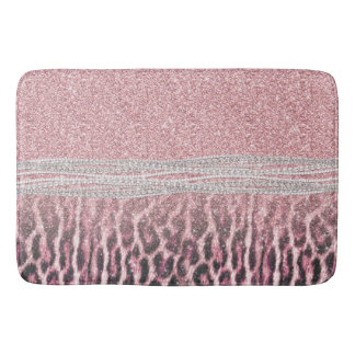 Tapete De Banheiro Imagem Luminosa Cinzenta Cor-de-Rosa com Leopardo
