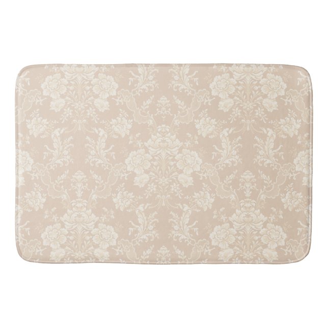 Tapete De Banheiro Imagem Romântica Chic Floral Damask-Cream (Frente)