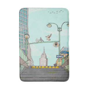 Tapete De Banheiro Imagem Whimsical Metro Stop Manhattan NYC