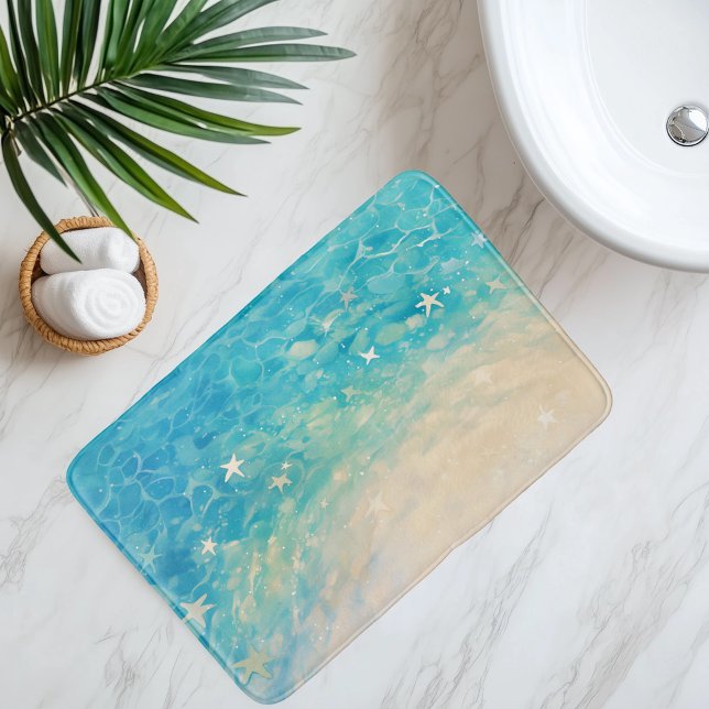 Tapete De Banheiro Imitação Estilo de Animação de Serradura de Praia (Criador carregado)