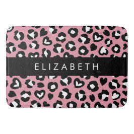 Tapete De Banheiro Impressão Animal, Leopardo Rosa, Corações, Seu Nom
