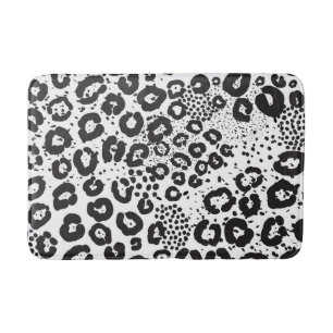 Tapete De Banheiro Impressão Animal Preto e Branco Leopardo da Neve G