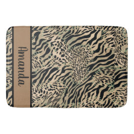Tapete De Banheiro Impressão castanha e tigre preto e zebra