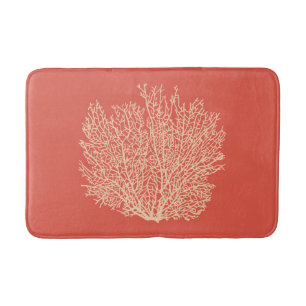 Tapete De Banheiro Impressão coral do fã, pêssego na laranja coral