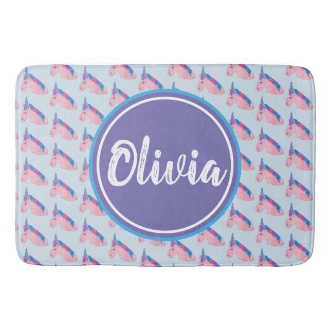 Tapete De Banheiro Impressão de Cavalo Mítico Púrpura-Rosa Mágico (Frente)