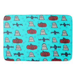 Tapete De Banheiro Impressão de Dia das Bruxas de Diversão Azul