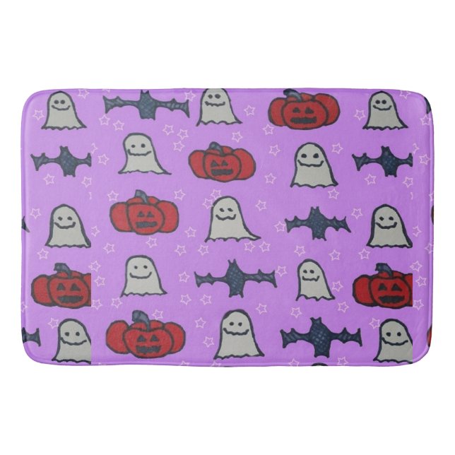 Tapete De Banheiro Impressão de Diversão do Halloween Roxo (Frente)