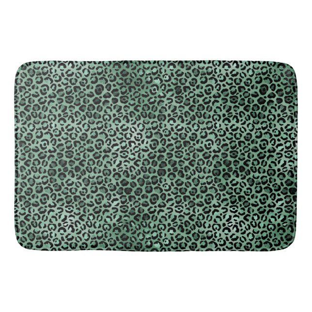 Tapete De Banheiro Impressão de Grelha Verde de Girald Leopard (Frente)