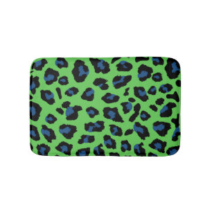Tapete De Banheiro Impressão de Leopardo Azul e Verde