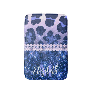 Tapete De Banheiro Impressão de Leopardo Azul Gliter