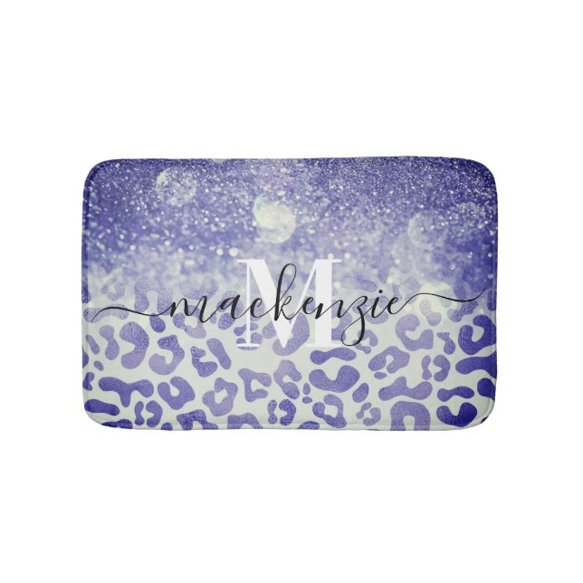 Tapete De Banheiro Impressão de Leopardo Azul Gliter (frente)