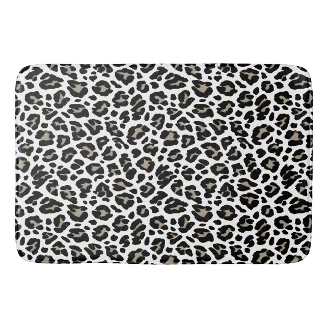 Tapete De Banheiro Impressão de Leopardo Branco e Preto (Frente)