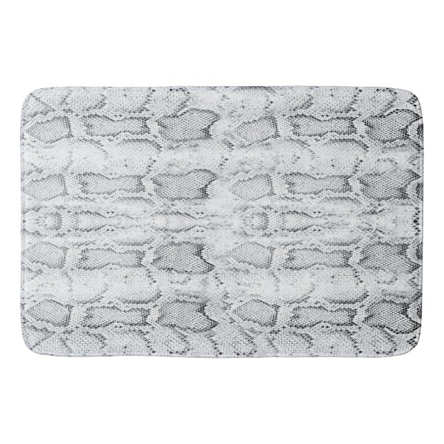 Tapete De Banheiro Impressão de Pele de Cobra Python Branca (Frente)