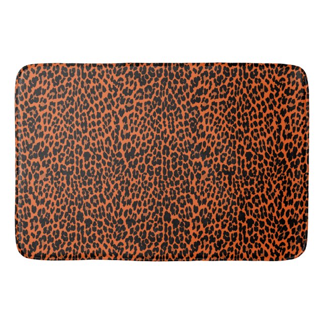 Tapete De Banheiro Impressão de Pele-Leopardo Laranja (Frente)