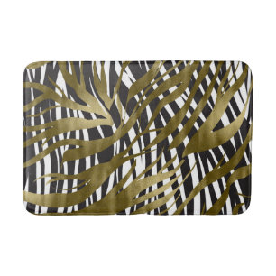 Tapete De Banheiro Impressão de Zebra Dourada e Safari Glamor