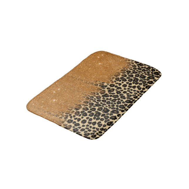 Tapete De Banheiro Impressão do leopardo com curso Dourado da escova (Angulado)