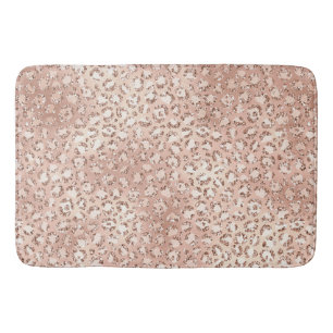 Tapete De Banheiro Impressão do Leopardo Glitz Cor-de-rosa-claro-azu