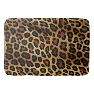 Tapete De Banheiro Impressão Dourada de Leopardo Preto Preto-Castanho