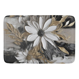 Tapete De Banheiro Impressão Dourado branco preto