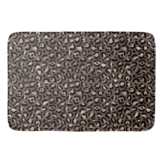Tapete De Banheiro Impressão Leopardo de Bronze Castanho-Negro        (Frente)