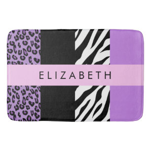 Tapete De Banheiro Impressão Leopardo, Impressão Zebra, Roxo, Seu Nom